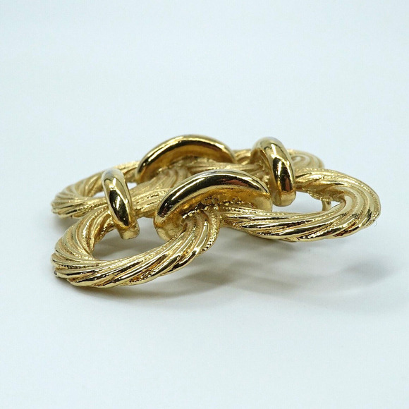 Vintage Swirl Gold Tone Brooch Linked Circles Woven Pin - Picture 7 of 8